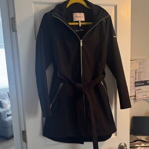 BCBGMaxAzria Black Trench Coat with Belt Small